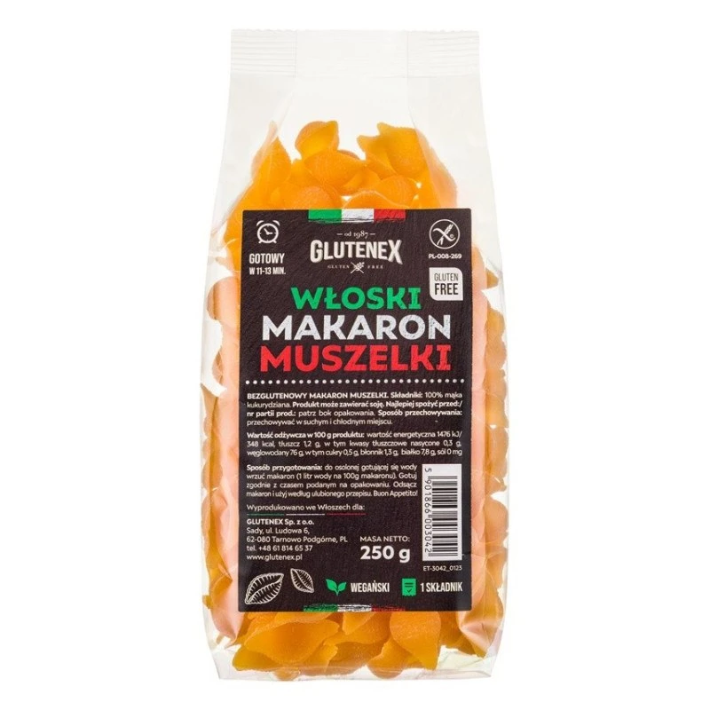 Makaron włoski muszelki. Bezglutenowy
